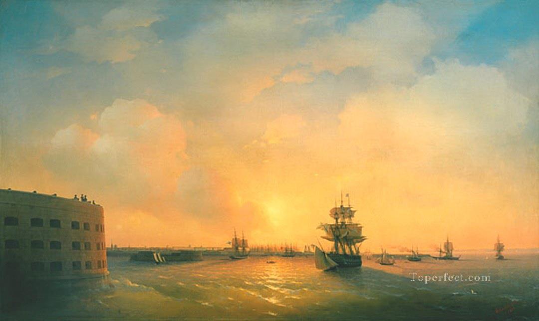 kronshtadt fort the emperor alexander 1844 Romantic Ivan Aivazovsky Russian Oil Paintings